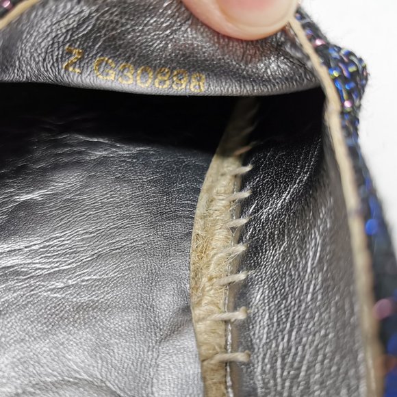 CHANEL Tweed Blue Metallic Bronze Cap Toe Espadrilles Flats - Picture 8 of 8